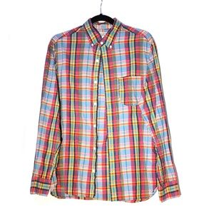 Indian Madras woven for J.Crew multicolored Plaid Shirt Size M with a “Slim” tag